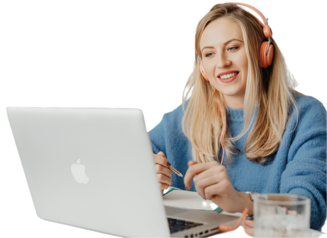 WorkWiser virtual assistant working at her laptop